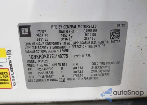 2014 Chevrolet Traverse 1Lt z USA, uszkodzony, nr VIN 1GNKRGKD7EJ148775